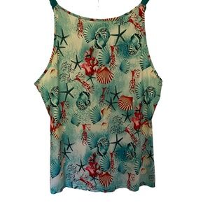 Flycurvy Seashell Swim Tankini Top. Beach Summer. Sz 3XL